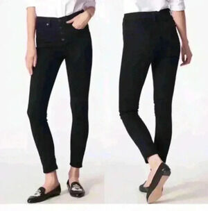 Veronica Beard Womens Black Debbie High-Rise Designer Button Fly Skinny Jeans 32